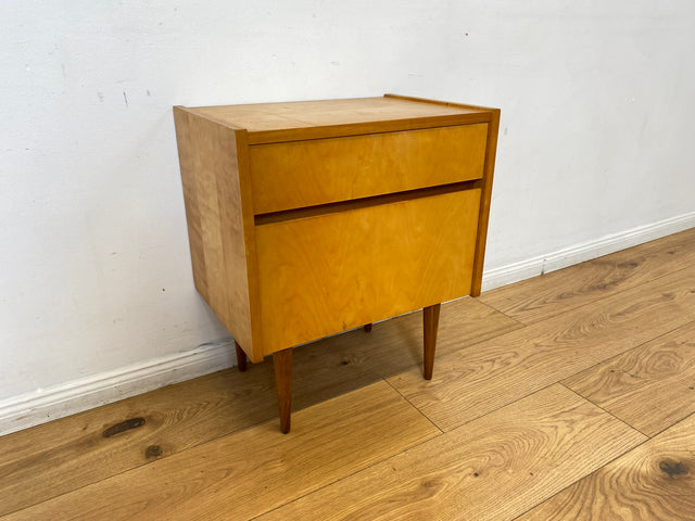 WMK I Stilvoller und sehr gut erhaltener heller Mid-Century Nachttisch mit Schublade I Nachtkommode Nachtschrank Nachtschränkchen Kommode Beistelltisch 50er 60er Vintage I Berlin Nürnberg Münster