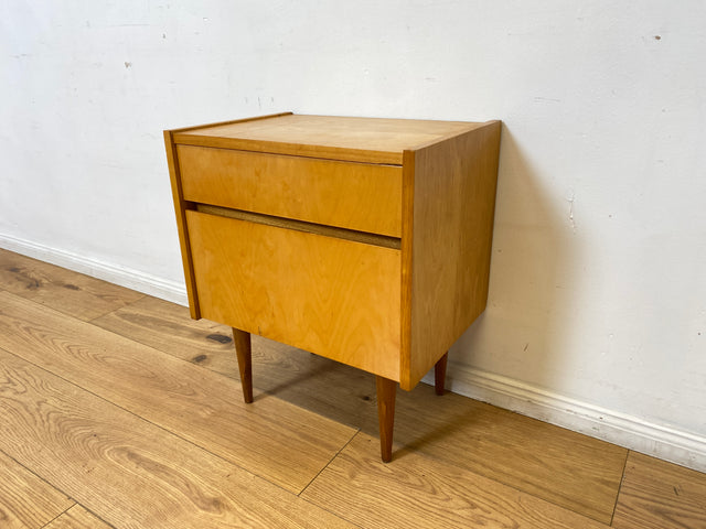 WMK I Stilvoller und sehr gut erhaltener heller Mid-Century Nachttisch mit Schublade I Nachtkommode Nachtschrank Nachtschränkchen Kommode Beistelltisch 50er 60er Vintage I Berlin Nürnberg Münster