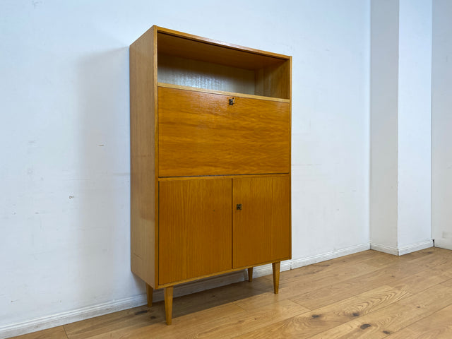 WMK Minimalistischer heller Mid-Century Schreibschrank mit stabiler Schreibplatte