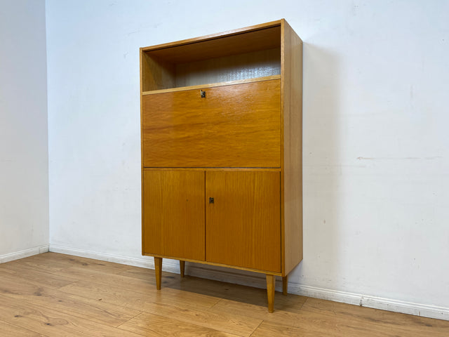 WMK Minimalistischer heller Mid-Century Schreibschrank mit stabiler Schreibplatte