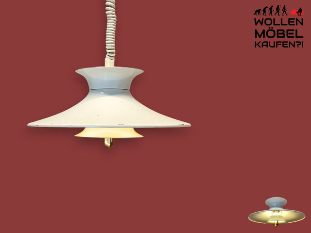 WMK I Schöne höhenverstellbare weiße skandinavische Space Age Designer Pendelleuchte von Belid aus Metall I Lampe Hängeleuchte Zugpendelleuchte Hängelampe Küchenlampe Vintage Mid-Century 70er Berlin
