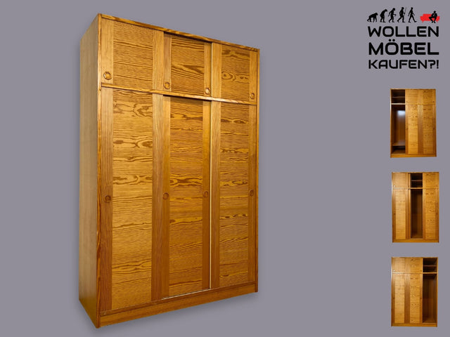 WMK I Raumaufhellender und sehr geräumiger hoher skandinavischer Kleiderschrank mit Schiebetüren und Aufsatz I Schrank Schlafzimmerschrank Wardrobe Danish Design Retro Vintage Berlin Frankfurt München