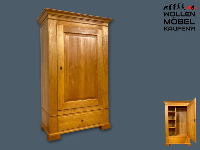 Hochwertiger Kleiderschrank im antiken Stil aus massivem Kirschholz mit Schublade I Schrank Wäscheschrank Bauernschrank Dielenschrank Vertiko Biedermeier Landhaus Vintage I
