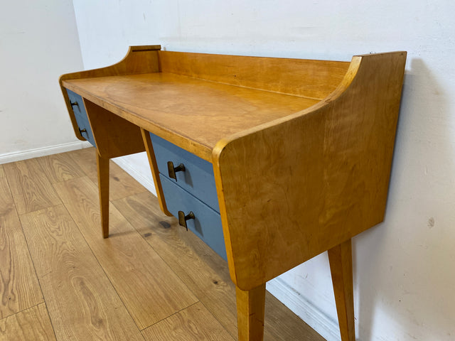 Hübscher kleiner Mid-Century Schminktisch / Schreibtisch mit Schubladen & Messinggriffen I Frisiertisch Schminkkommode Frisierkommode Kinderschreibtisch Vintage 60er DDR I