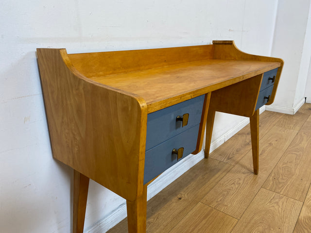 Hübscher kleiner Mid-Century Schminktisch / Schreibtisch mit Schubladen & Messinggriffen I Frisiertisch Schminkkommode Frisierkommode Kinderschreibtisch Vintage 60er DDR I