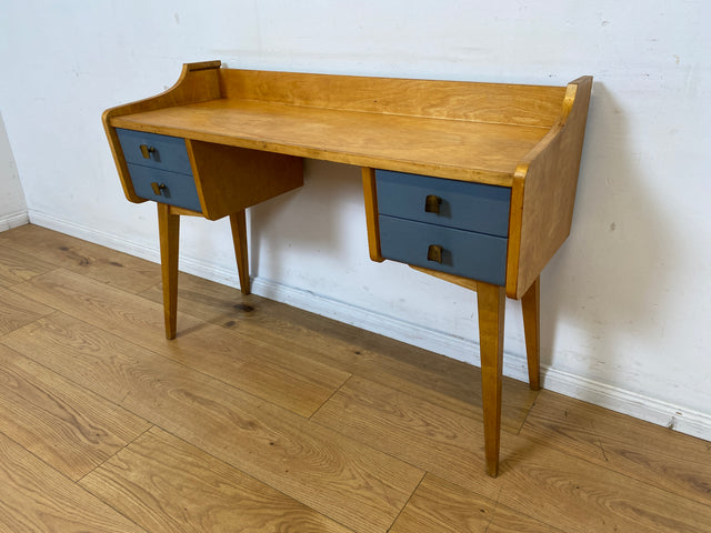 Hübscher kleiner Mid-Century Schminktisch / Schreibtisch mit Schubladen & Messinggriffen I Frisiertisch Schminkkommode Frisierkommode Kinderschreibtisch Vintage 60er DDR I
