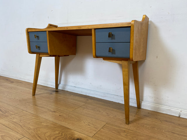 Hübscher kleiner Mid-Century Schminktisch / Schreibtisch mit Schubladen & Messinggriffen I Frisiertisch Schminkkommode Frisierkommode Kinderschreibtisch Vintage 60er DDR I