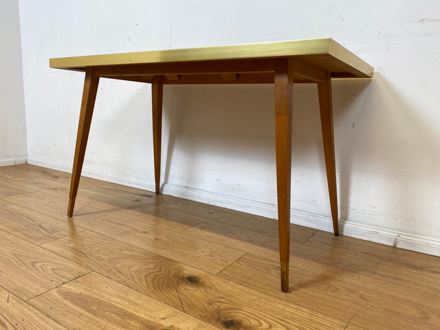 Kultiger hoher Mid-Century Couchtisch mit Mosaik Fliesen und konischen Füßen