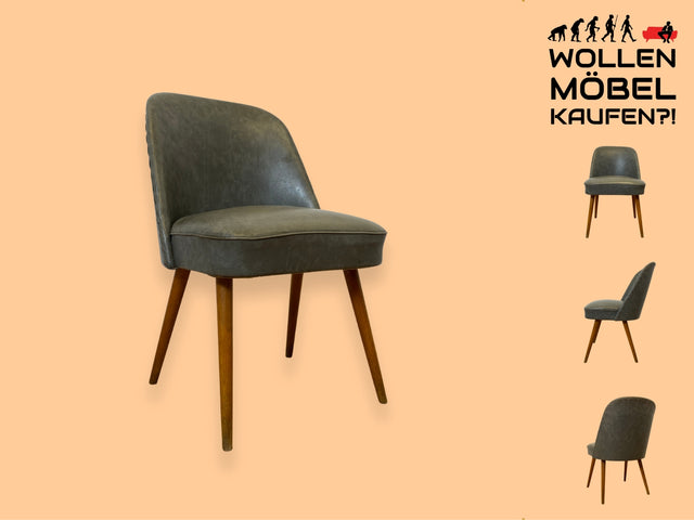 WMK I Versand I Kultiger und sehr gut erhaltener Mid-Century DDR Cocktailsessel mit Federkernsitz und Kunstlederbezug mit Patina I Sessel Stuhl Chair Space Age Vintage Retro 70er Berlin Köln Hamburg