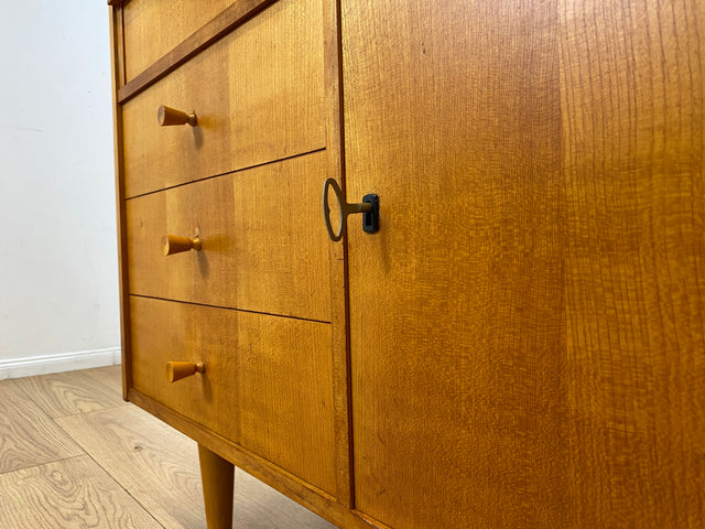 WMK I Besondere Mid-Century Kommode mit aufklappbarem Spiegel und Schubladen I Sideboard Schrank Spiegelkommode Frisierkommode Schminkkommode Schminktisch 60er Vintage Retro I