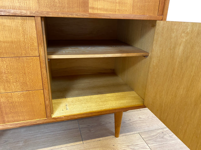 WMK I Besondere Mid-Century Kommode mit aufklappbarem Spiegel und Schubladen I Sideboard Schrank Spiegelkommode Frisierkommode Schminkkommode Schminktisch 60er Vintage Retro I