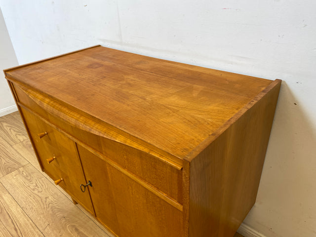 WMK I Besondere Mid-Century Kommode mit aufklappbarem Spiegel und Schubladen I Sideboard Schrank Spiegelkommode Frisierkommode Schminkkommode Schminktisch 60er Vintage Retro I
