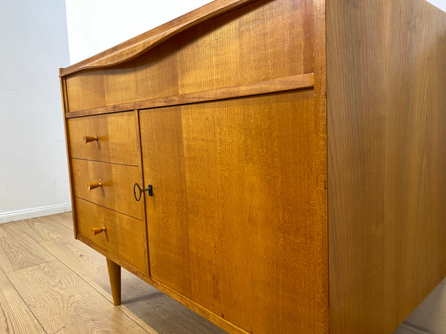 WMK I Besondere Mid-Century Kommode mit aufklappbarem Spiegel und Schubladen I Sideboard Schrank Spiegelkommode Frisierkommode Schminkkommode Schminktisch 60er Vintage Retro I
