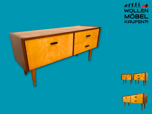Stilvolles und gut erhaltenes Mid-Century Lowboard mit Schubladen und Originalgriffen