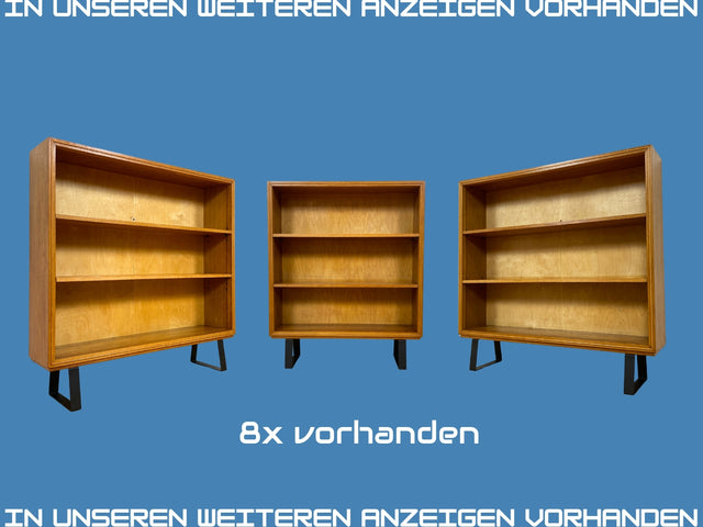 Hochwertiges Mid-Century Regal aus vollem Holz mit verstellbaren Regalböden & neuen Metallfüßen I Holzregal Bücherregal Bücherschrank Küchenregal Regalwand Vintage Retro 60er I