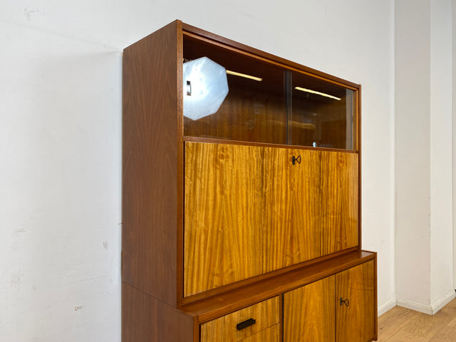 Stilvoller und gut erhaltener Mid-Century Schreibschrank mit Vitrine & Schubladen
