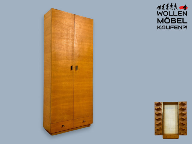 WMK I Sehr schöner und praktischer Mid-Century Schuhschrank mit Schubladen und Messinggriffen I Schuhkommode Flurschrank Garderobe Schuhregal Vintage Retro 60er 70er I Berlin Hannover Regensburg NRW