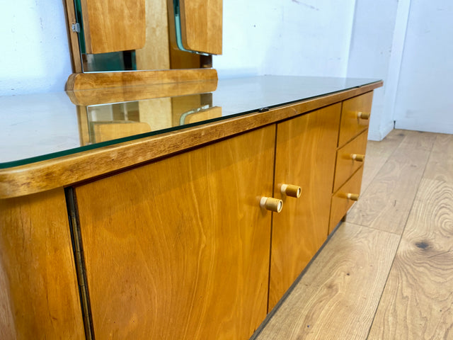 WMK I Stilvolle Mid-Century Spiegelkommode mit Klappbarem Spiegel & Schubladen