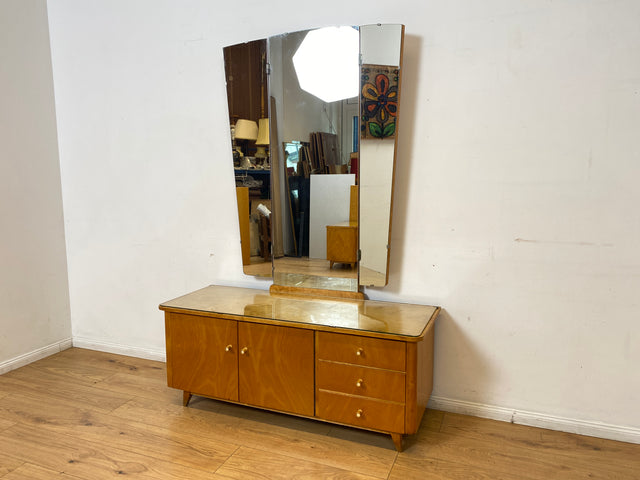WMK I Stilvolle Mid-Century Spiegelkommode mit Klappbarem Spiegel & Schubladen