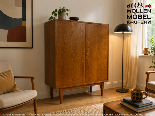 Schöner Mid-Century Wäscheschrank Typ 602/B von Franz Ehrlich für VEB Hellerau aus 1963 in Eiche I Schank Kommode Highboard Bücherschrank Designerschrank DDR Vintage 60er I