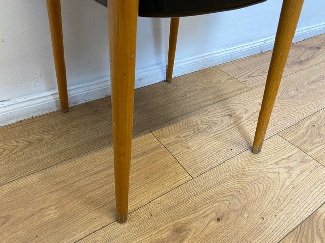 WMK I Praktischer Mid-Century Waschhocker mit klappbarem Sitz & herausnehmbarer Emaille Schüssel