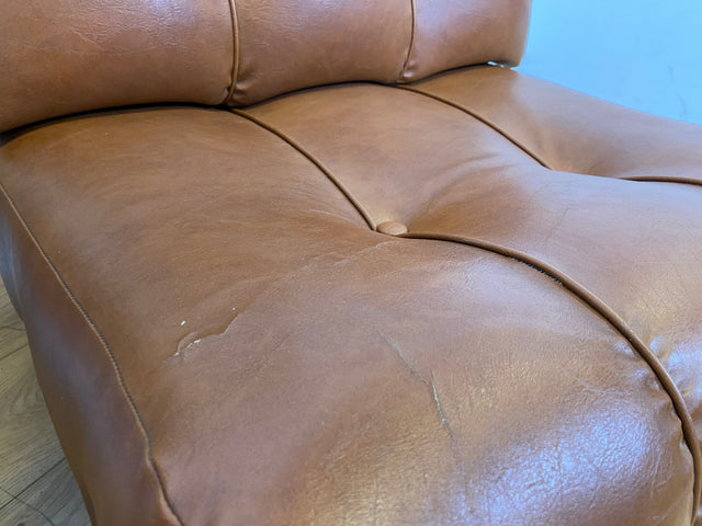 Formschönes und sehr gemütliches modulares 2er Sofa mit gestepptem Kunstleder Bezug I Couch Ledersofa Ledercouch 2-Sitzer Sessel Ledersessel Leder Vintage Retro 70er I