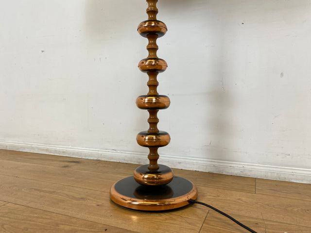 WMK I Besonders schöne Retro Stehlampe mit formschönem Lampenschirm & grandiosem Lampenfuß aus Messing & Holz