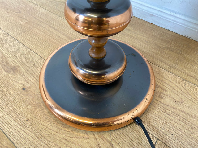 WMK I Besonders schöne Retro Stehlampe mit formschönem Lampenschirm & grandiosem Lampenfuß aus Messing & Holz