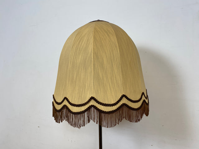 WMK I Besonders schöne Retro Stehlampe mit formschönem Lampenschirm & grandiosem Lampenfuß aus Messing & Holz