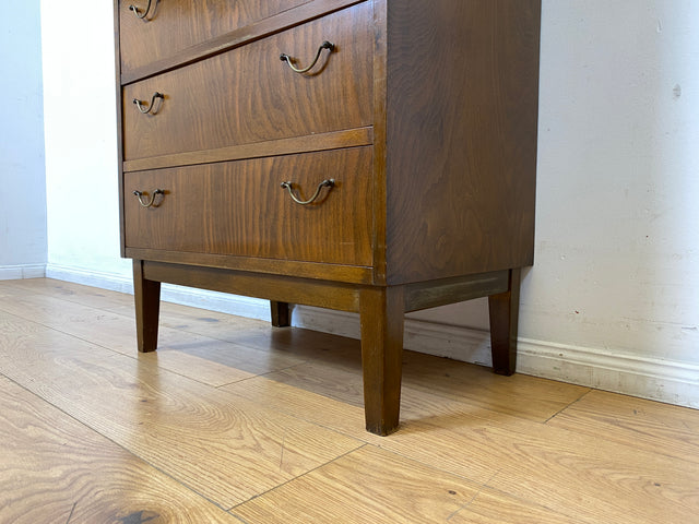 WMK I Hochwertige skandinavische Mid-Century Kommode aus vollem Holz mit 6 Schubladen & Messinggriffen