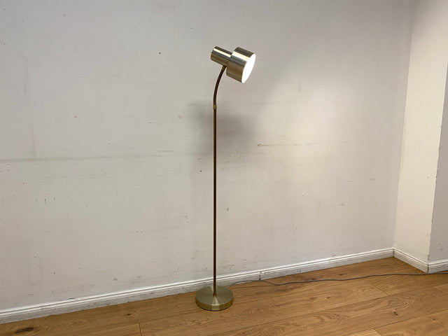 Skandinavische Space Age Stehlampe von Boréns Elektriska in gebürstetem Aluminium mit flex. Schwanenhals