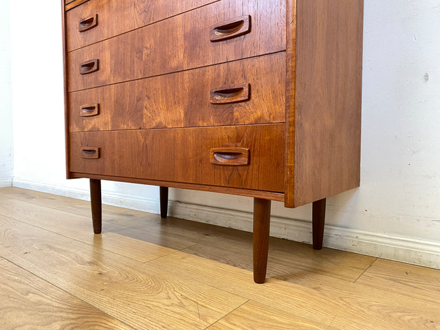 WMK I Eleganter skandinavischer Mid-Century Barschrank in Teakholz mit verspiegeltem Bar Fach I Barkommode Highboard Schrank Sekretär Kommode Schminkschrank Danish Design Vintage I