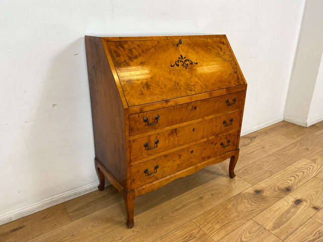 WMK I Besonders schöner skandinavischer Mid-Century Sekretär aus vollem Holz mit Intarsien