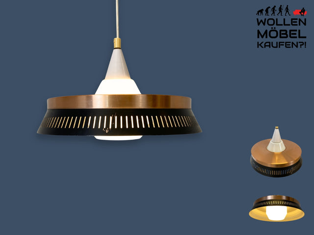 WMK I Elegante skandinavische Space Age Designer Hängelampe I Bent Karlby für Lyfa I Aluminium in Schwarz & Kupfer I Lampe Hängeleuchte Pendelleuchte Hanging Lamp Vintage Retro Mid-Century 60er 70er