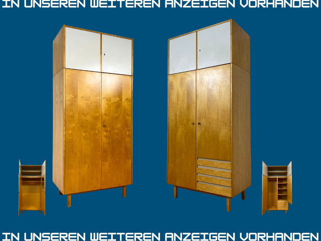 Ein VEB Hellerau Original I Stilvoller jedoch etwas abgenutzter Mid-Century Kleiderschrank 794/1 aus 1967 mit Aufsatz I Schrank Schlafzimmerschrank Vintage Retro 60er I