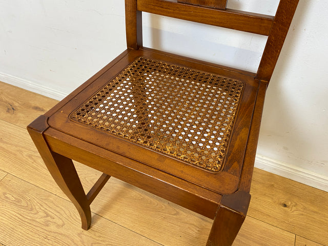 Eleganter und sehr gut erhaltener handverzierter Vintage Stuhl im antiken Stil mit Geflecht I Esszimmerstuhl Holzstuhl Küchenstuhl Dining Chair Jugendstil Stilmöbel I