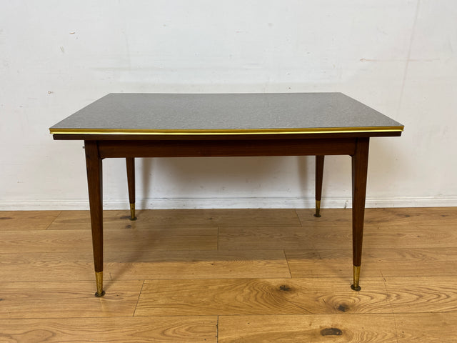 Sehr gut erhaltener auszieh- & höhenverstellbarer Mid-Century Tisch mit pflegeleichter Resopal Tischplatte I Multifunktionstisch Küchentisch Esstisch Couchtisch Retro Vintage 50er 60er I