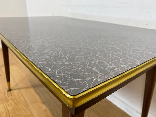 Sehr gut erhaltener auszieh- & höhenverstellbarer Mid-Century Tisch mit pflegeleichter Resopal Tischplatte I Multifunktionstisch Küchentisch Esstisch Couchtisch Retro Vintage 50er 60er I