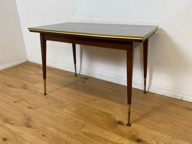 Sehr gut erhaltener auszieh- & höhenverstellbarer Mid-Century Tisch mit pflegeleichter Resopal Tischplatte I Multifunktionstisch Küchentisch Esstisch Couchtisch Retro Vintage 50er 60er I