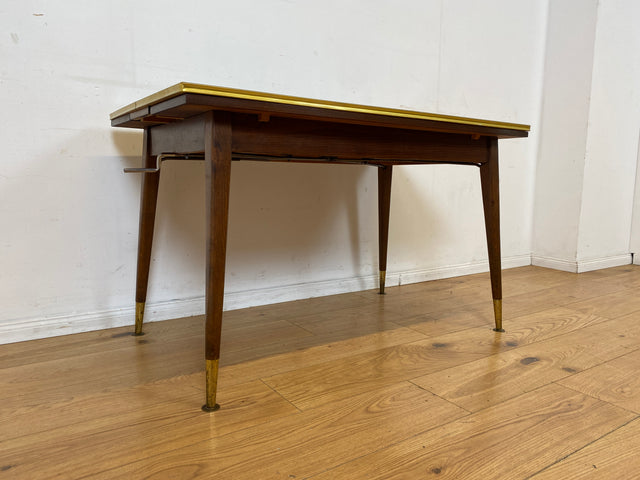 Sehr gut erhaltener auszieh- & höhenverstellbarer Mid-Century Tisch mit pflegeleichter Resopal Tischplatte I Multifunktionstisch Küchentisch Esstisch Couchtisch Retro Vintage 50er 60er I