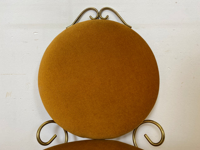 Sehr eleganter und gut erhaltener goldener 60er Jahre Stuhl aus Metall mit Samtbezug I Salonstuhl Metallstuhl Esszimmerstuhl Schreibtischstuhl Küchenstuhl Vintage I