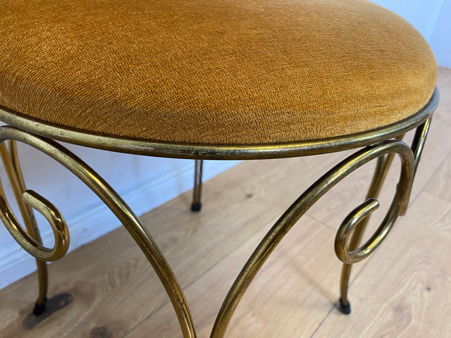 Sehr eleganter und gut erhaltener goldener 60er Jahre Stuhl aus Metall mit Samtbezug I Salonstuhl Metallstuhl Esszimmerstuhl Schreibtischstuhl Küchenstuhl Vintage I