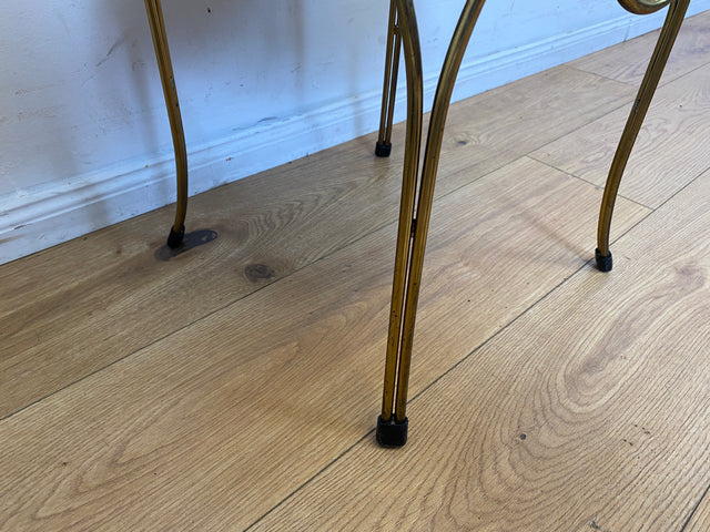 Sehr eleganter und gut erhaltener goldener 60er Jahre Stuhl aus Metall mit Samtbezug I Salonstuhl Metallstuhl Esszimmerstuhl Schreibtischstuhl Küchenstuhl Vintage I