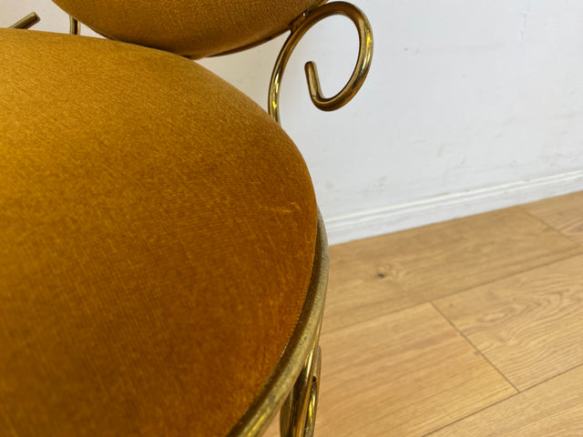 Sehr eleganter und gut erhaltener goldener 60er Jahre Stuhl aus Metall mit Samtbezug I Salonstuhl Metallstuhl Esszimmerstuhl Schreibtischstuhl Küchenstuhl Vintage I