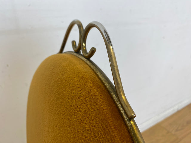 Sehr eleganter und gut erhaltener goldener 60er Jahre Stuhl aus Metall mit Samtbezug I Salonstuhl Metallstuhl Esszimmerstuhl Schreibtischstuhl Küchenstuhl Vintage I