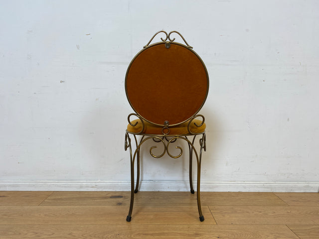 Sehr eleganter und gut erhaltener goldener 60er Jahre Stuhl aus Metall mit Samtbezug I Salonstuhl Metallstuhl Esszimmerstuhl Schreibtischstuhl Küchenstuhl Vintage I