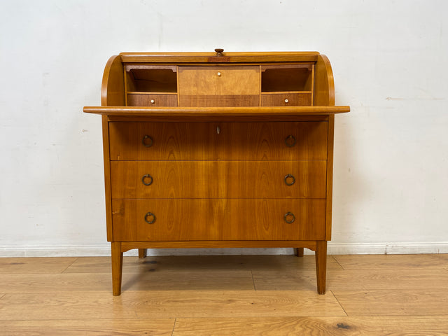 Formschöner skandinavischer Mid-Century Sekretär aus vollem Holz in Ulme I Schreibkommode Schreibschrank Schreibtisch Kommode Schminkkommode Wäschekommode 70er Vintage