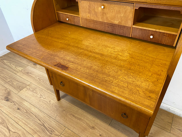 Formschöner skandinavischer Mid-Century Sekretär aus vollem Holz in Ulme I Schreibkommode Schreibschrank Schreibtisch Kommode Schminkkommode Wäschekommode 70er Vintage