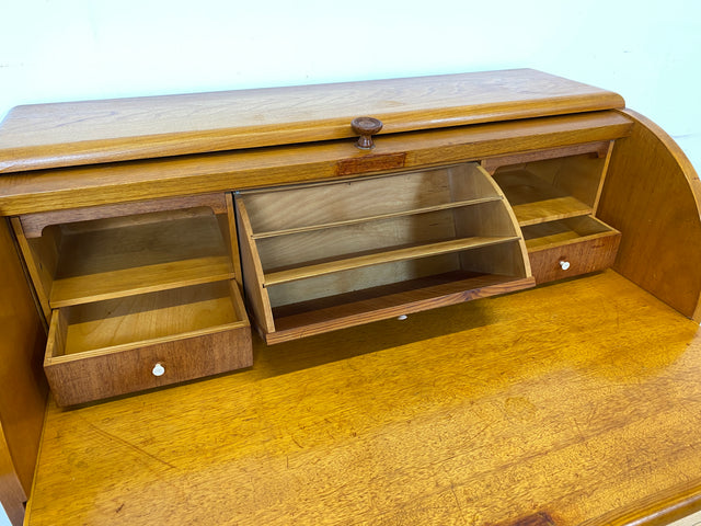 Formschöner skandinavischer Mid-Century Sekretär aus vollem Holz in Ulme I Schreibkommode Schreibschrank Schreibtisch Kommode Schminkkommode Wäschekommode 70er Vintage