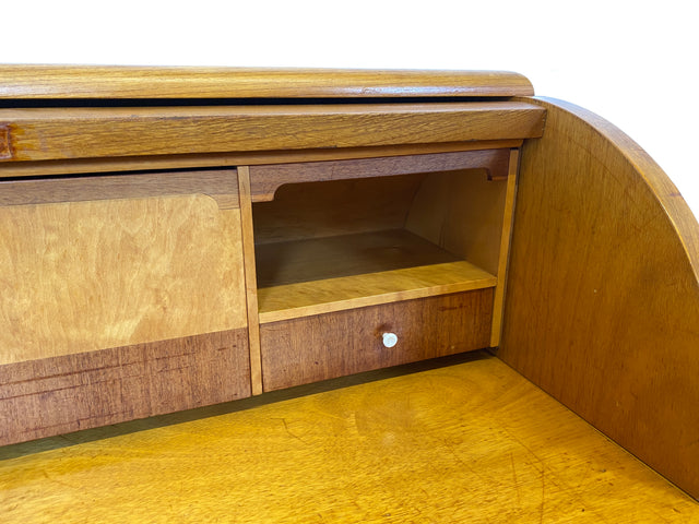 Formschöner skandinavischer Mid-Century Sekretär aus vollem Holz in Ulme I Schreibkommode Schreibschrank Schreibtisch Kommode Schminkkommode Wäschekommode 70er Vintage